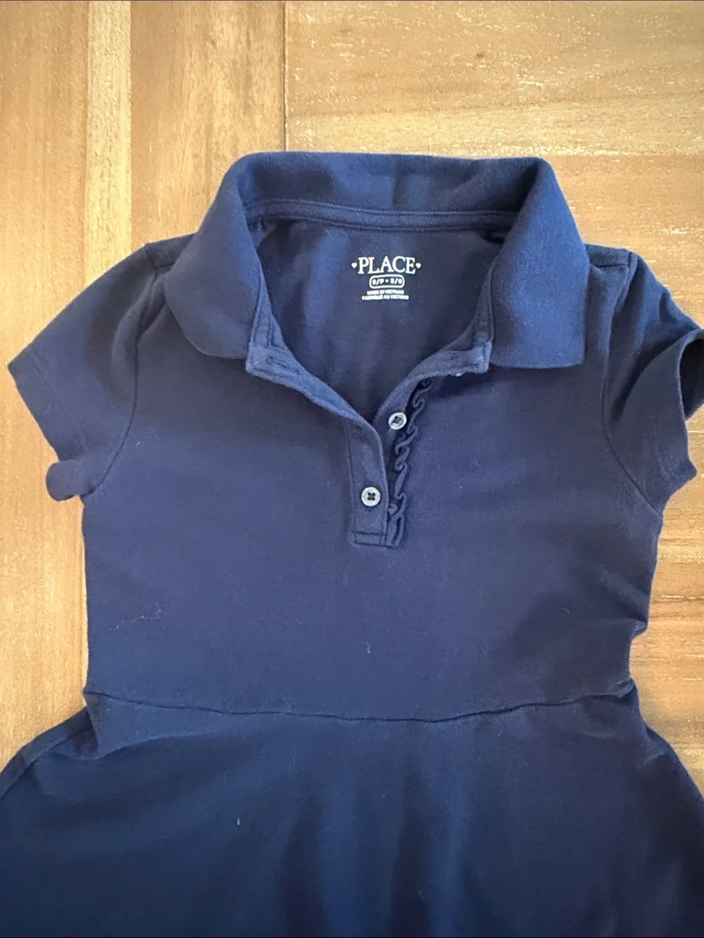 The Children's Place Ruffle Soft Pique Navy Polo Uniform Dress Size 5/6